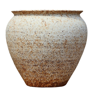 三角梅龟背竹花盆大号老桩复古白色盆粗陶罐简约绿植陶罐大口径盆