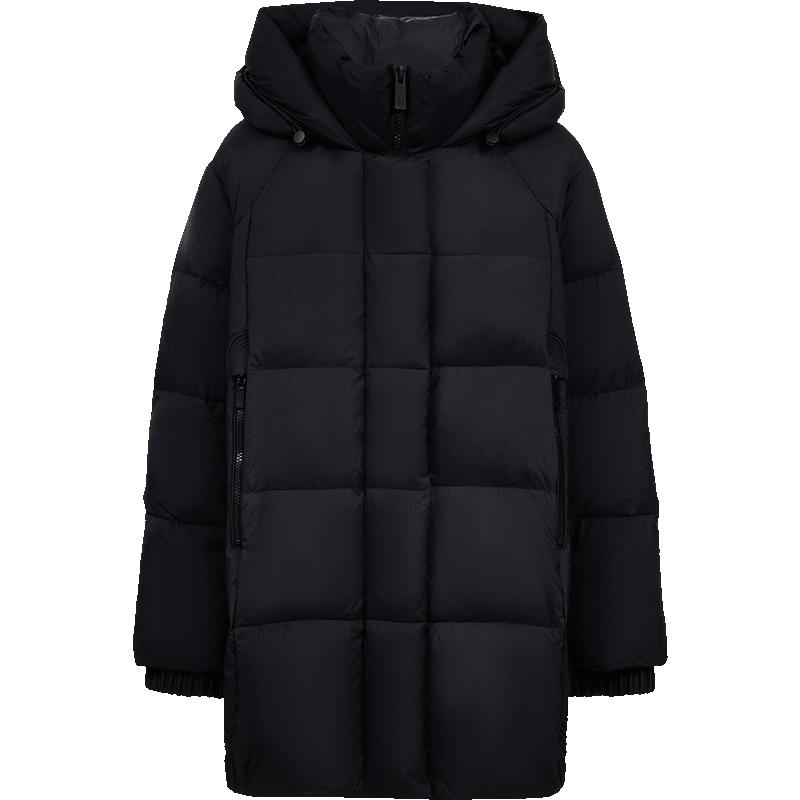 ONLY90白鸭绒连帽中长款羽绒服