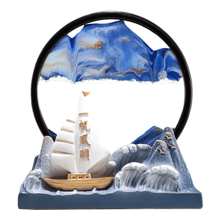 一帆风顺满载而归流沙画沙漏摆件家居轻奢客厅酒柜电视柜装饰品