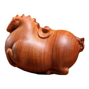 天然崖柏木实木雕刻生肖马上有钱摆件文玩手把件小巧质感招财送福