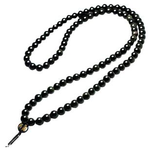 天然彩眼黑曜石珠子6毫米8MM手工编织吊坠项链绳长款毛衣饰品配件