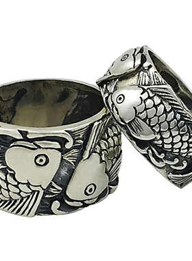 饰品复古鲤鱼年年有余大方戒指