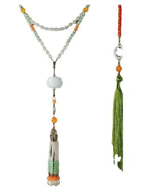 新中式马面裙长莲花璎珞背云超长流苏软璎珞古风汉服明制压襟项圈