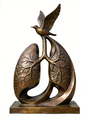 医院呼吸科仿铜玻璃钢雕塑定制