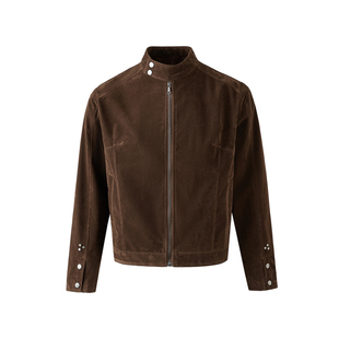 ONUN秋季新款美拉德复古仿牛反绒麂皮立领夹克哈灵顿cleanfit外套