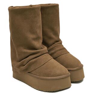 【明星同款】RockfishWeatherwear冬季增高显瘦堆堆麂皮雪地靴