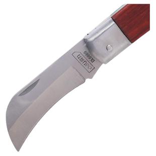 得力直嘴电工刀弯嘴电工刀不锈钢折叠刀木柄绝缘电线刀剥皮刀工具