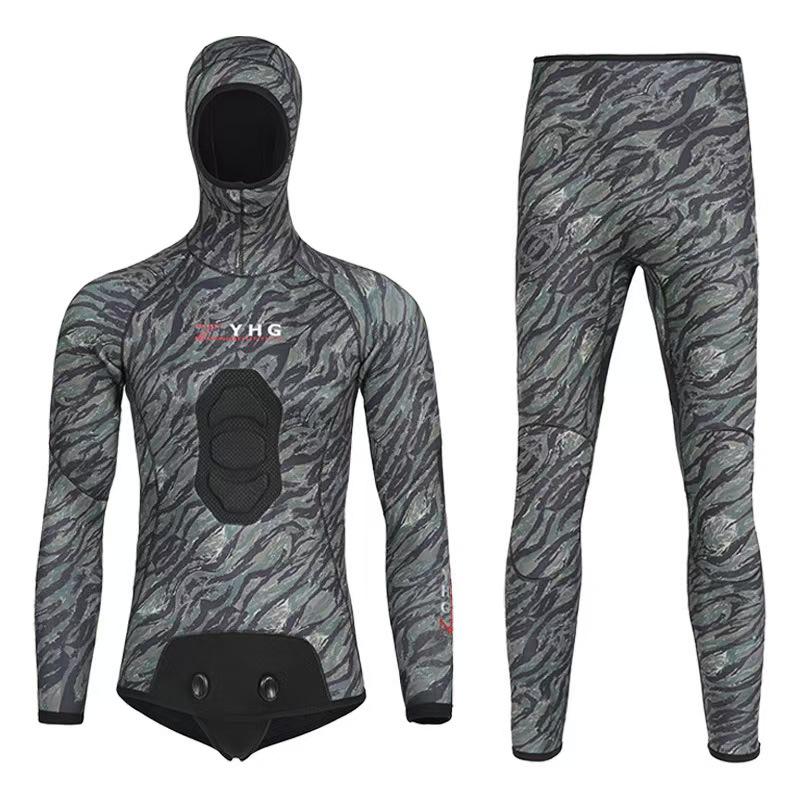 3.5mm5mm半干式橡胶猎鱼服分体潜水服迷彩衣1.5mm3mm湿衣
