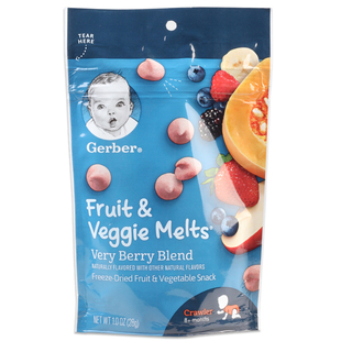 美国进口GERBER嘉宝酸奶溶豆婴儿宝宝混合水果零食三袋装包邮