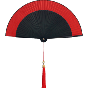 好品质纯色扇子舞蹈折扇红古风汉服跳舞女中国风黑红好开合旗袍扇