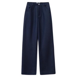 FANLE STUDIOS天丝羊毛/棉复古法工裤彩牛风斜纹肌理直筒裤牛仔裤