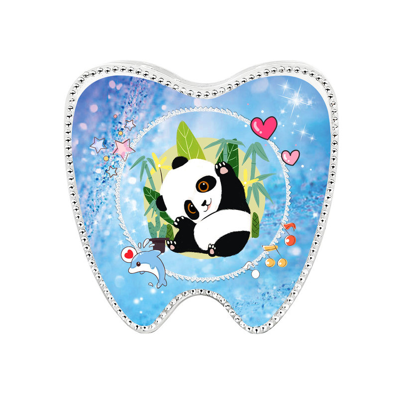 熊猫水晶儿童换牙装牙齿的小盒子