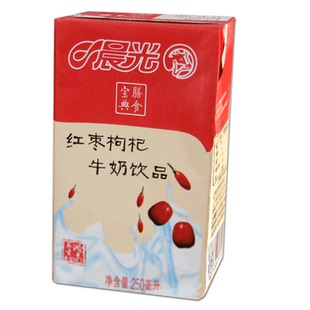 新货16盒整箱装晨光红枣枸杞风味牛奶250毫升全脂早餐奶甜奶饮品