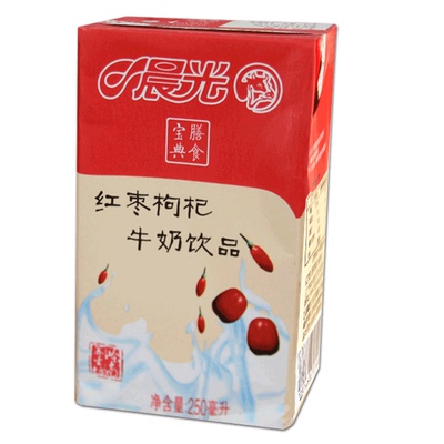 16盒整箱晨光红枣枸杞全脂牛奶