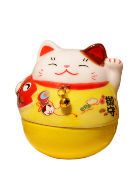 新款精致日式招财猫不倒翁瓷摆件