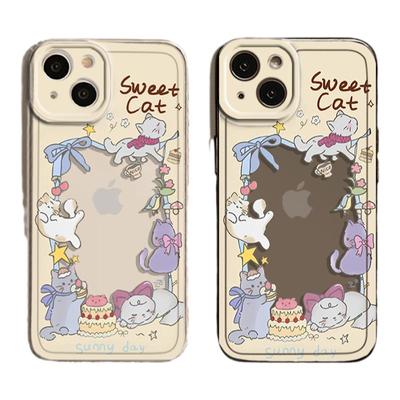 适用iqoo手机壳吃谷人小猫咪透明