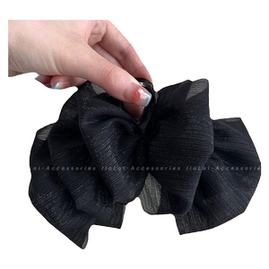 蓬松感~黑色蝴蝶结云朵抓夹后脑勺鲨鱼夹高级感女发夹头饰发饰