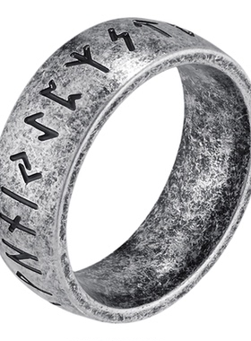 维京海盗卢恩文字钛钢男士戒指环