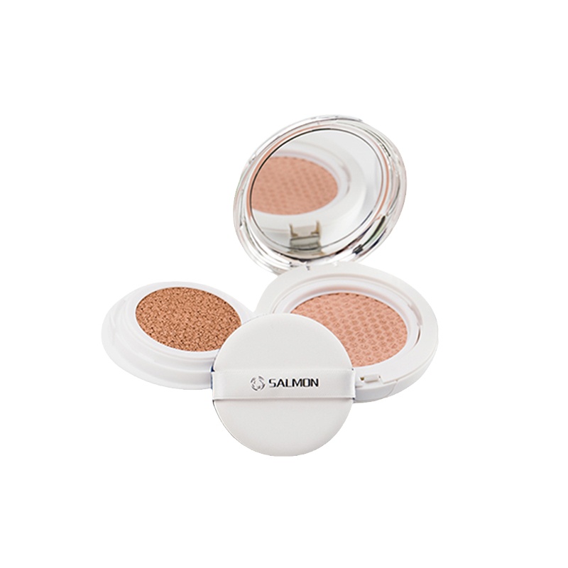 日本SALMON鲑鱼气垫水光双层CC霜遮瑕保湿滋润提亮隔离bb粉底新版