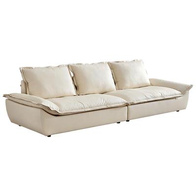 全友家居奶油复古风帆船皮沙发