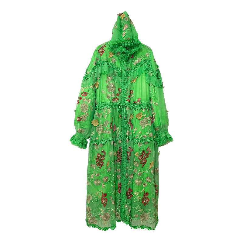 桑蚕丝棉服女高级感轻奢刺绣宽松显瘦洋气减龄百搭轻薄中长款棉衣