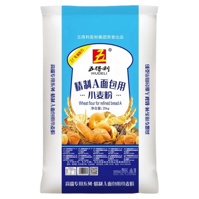 五得利精制面包粉25kg高筋小麦粉