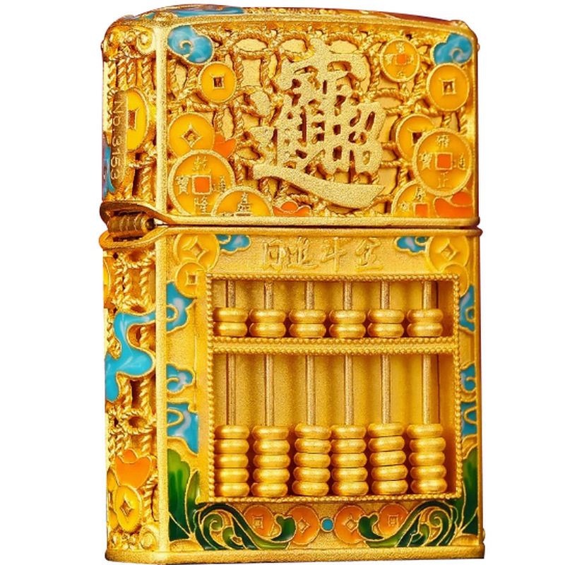 zippo打火机八方来财日进斗金夜光珐琅官方煤油防风男士幸运算盘