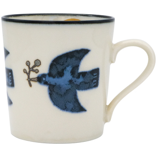 日本制Bisque北欧风格小花海鸥咖啡陶瓷马克杯早餐甜点盘麦片汤碗