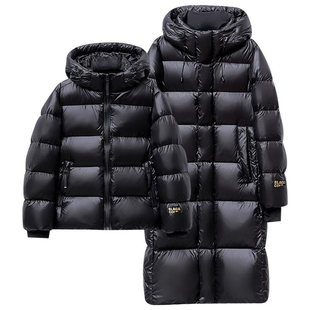 2025冬季新款黑金高端羽绒服短款长款连帽情侣男女长款加厚外套潮