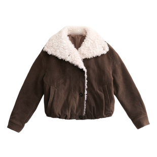 fragileheart易碎商店·棕调时刻 麂皮毛领保暖外套厚款翻领上衣