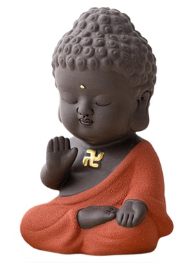 禅意小如来佛像摆件精品陶瓷紫砂茶宠创意可爱功夫茶道具茶盘配件