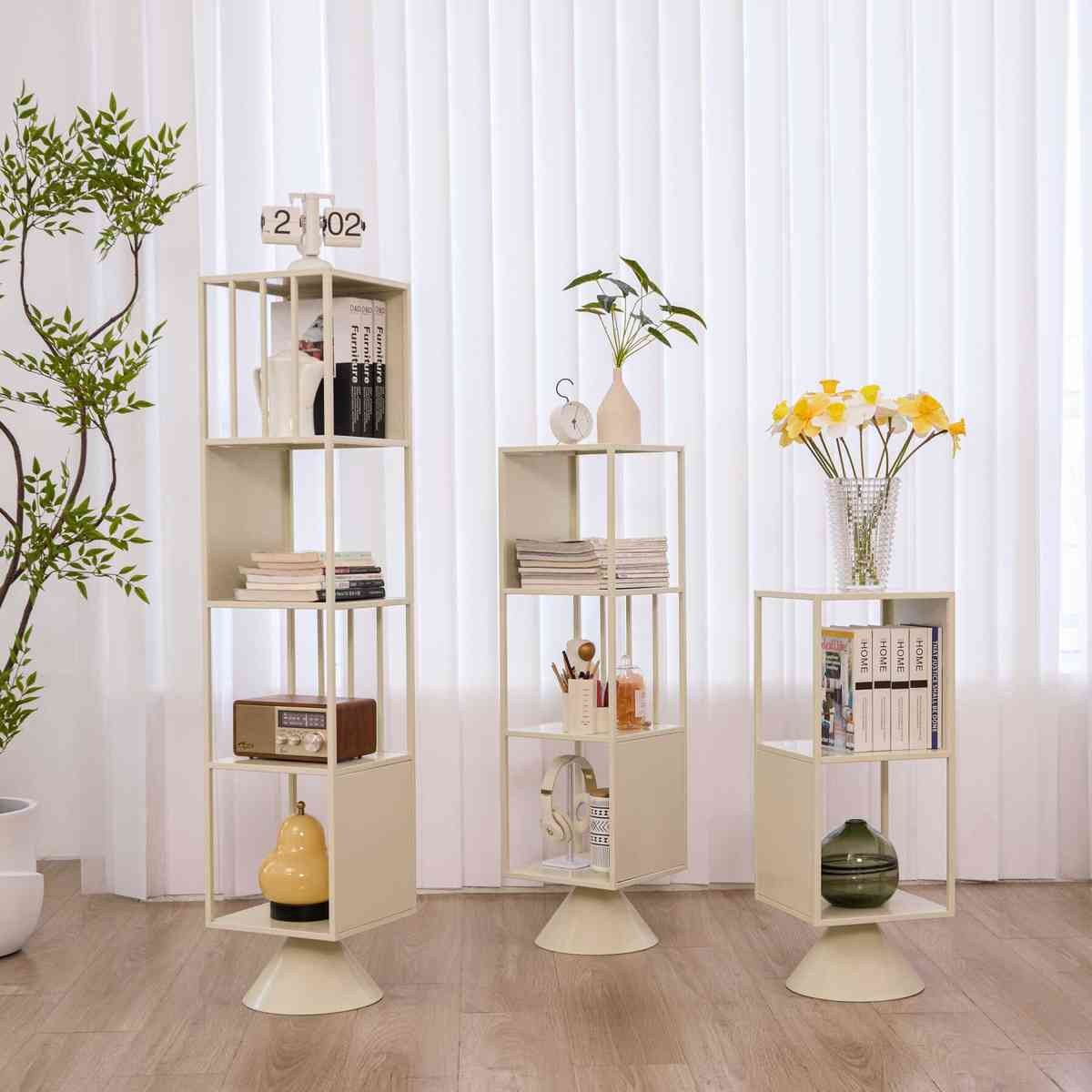 西拾 北欧旋转书架置物架落地 墙转角客厅现代简约储物创意书柜