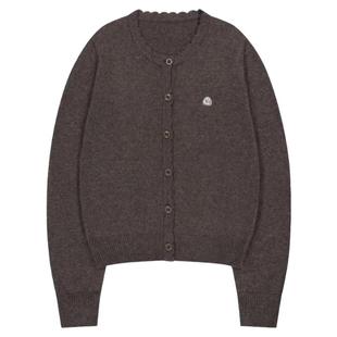 eihey诶嘿miniji同款日系花朵纽扣花边单排扣长袖圆领针织开衫女