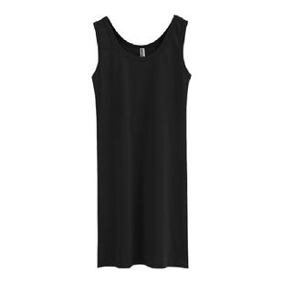 背心连衣裙夏季新款韩版纯白圆领修身无袖裙子纯色简约百搭包臀裙