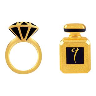 justgold鎮金店partyfun钻戒香水黄金足金耳钉耳环1321511Y