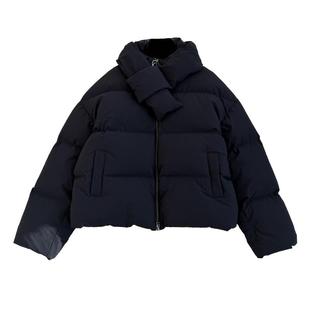 日本东丽面料+西伯利亚白鹅绒~h同款围巾羽绒服立领保暖面包服女