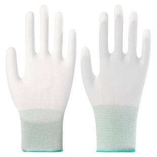 PU防静电尼龙涂指劳保涂掌手套工作薄款无尘电子胶皮耐磨乳胶防护