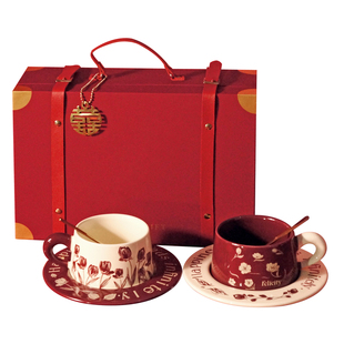 结婚新婚对杯礼物闺蜜高级感实用情侣咖啡杯碟陶瓷喝水杯乔迁礼盒