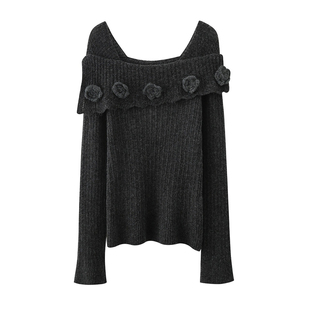 仙气秋冬新款温柔风方领杏色长袖针织衫毛衣半身裙内搭套装女