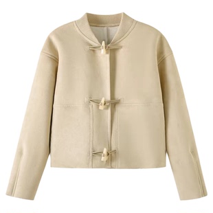 金智妮jennie同款皮毛一体羊羔绒外套女秋冬加厚立领短款麂皮夹克