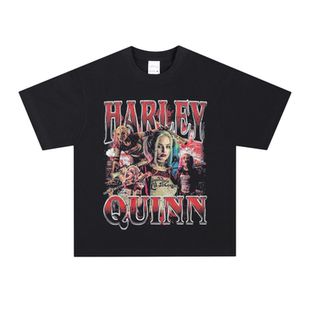 小丑女哈莉奎茵 美式复古长短袖纯棉透气圆领T恤宽松重磅连帽卫衣