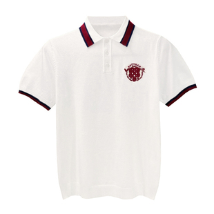 欧洲站轻奢刺绣蛇图案t恤男短袖 夏季新款拼色翻领上衣polo衫男款