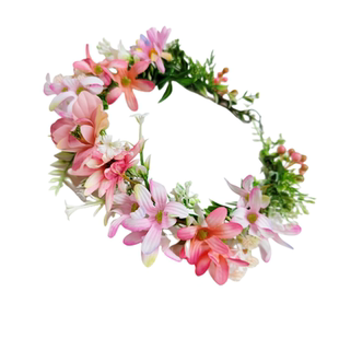 小清新花仙子原创设计成人 儿童粉紫黄色表演头饰新娘拍照花环