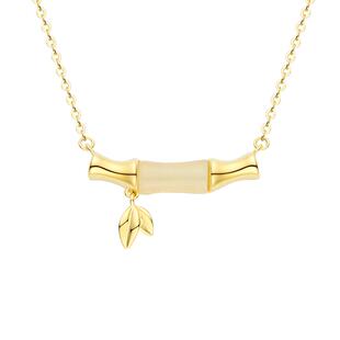 竹韵 赫生原创新款925纯银女款创意竹节项链和田玉吊坠链锁骨链