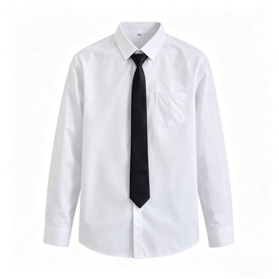 白色长袖衬衫男领带套装DK学生毕业服短袖休闲工作服衬衣正装薄款