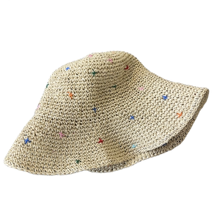 韩版新款大檐彩色遮阳草帽度假出游百搭草编防晒时尚海边沙滩凉帽