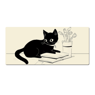 猫咪桌面鼠标垫创意可爱卡通加长款电脑键盘垫布面高级感书桌垫子
