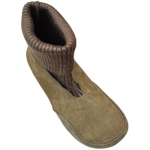 真皮纯牛皮弹力袜靴女鞋针织筒外贸复古原平软牛筋底高帮单鞋秋季