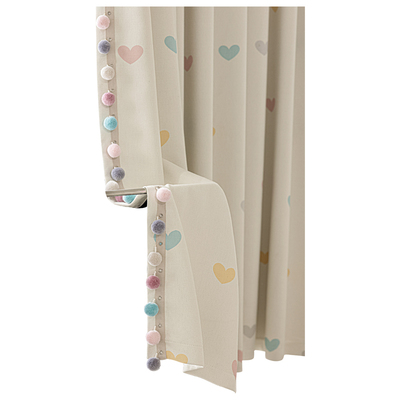 田园少女爱心高遮光雪尼尔麻窗帘
