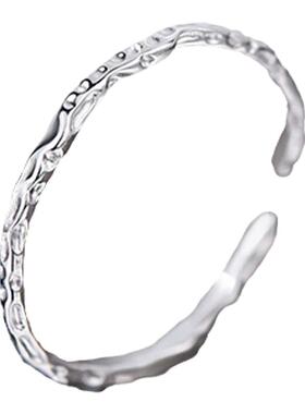 S925纯银糖纸素圈戒指女ins百搭